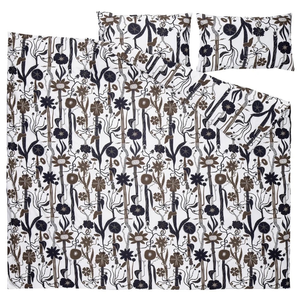 Floral Black and Brown Duvet King Set